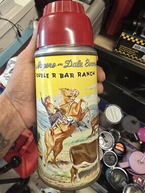 Rare 1950s Yellow Sky American Thermos 2097 ROY ROGERS Dale Evans Red Top